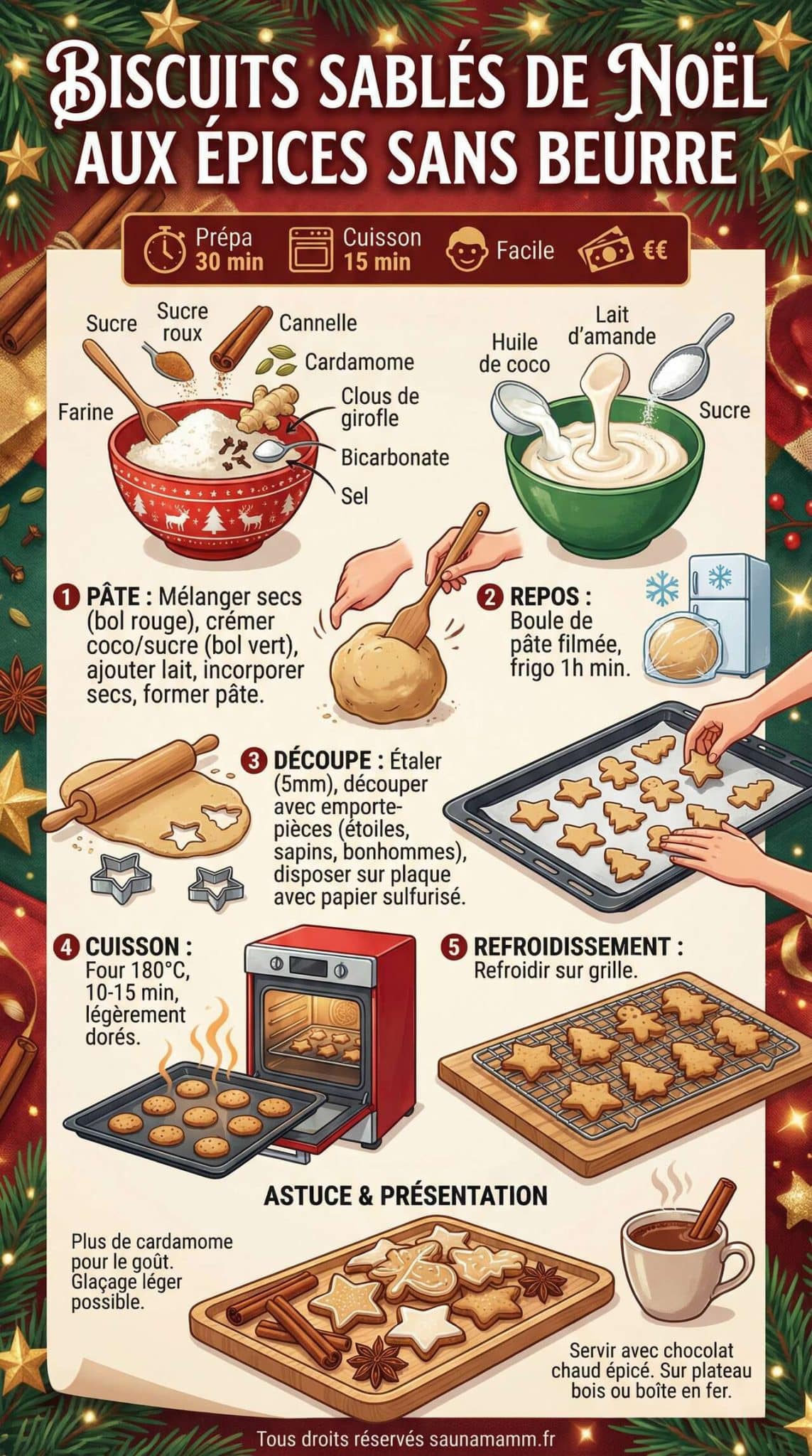 Fiche recette Biscuits sabl&eacute;s de No&euml;l aux &eacute;pices sans beurre