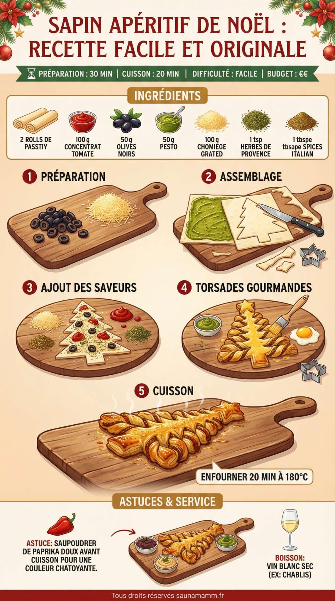 Fiche recette Sapin Ap&eacute;ritif de No&euml;l : recette Facile et Originale