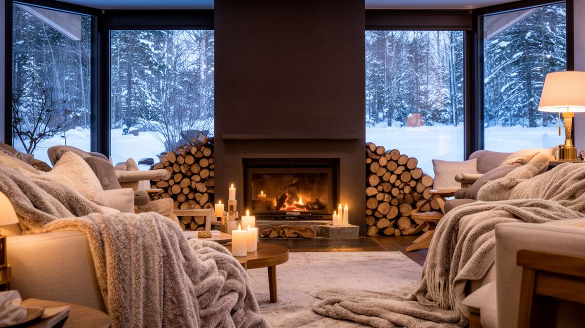 Un coin d&eacute;tente autour de la chemin&eacute;e