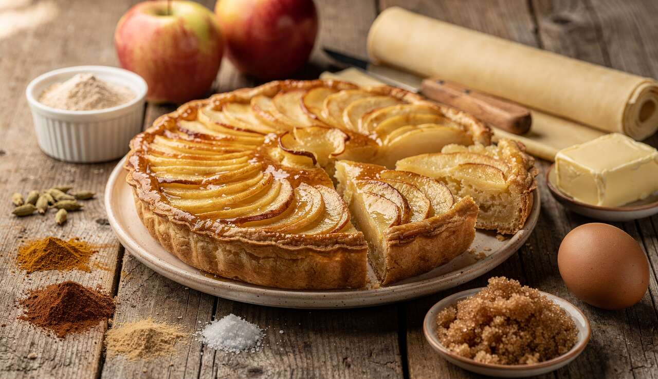 Tarte aux pommes : crème d'amande et épices