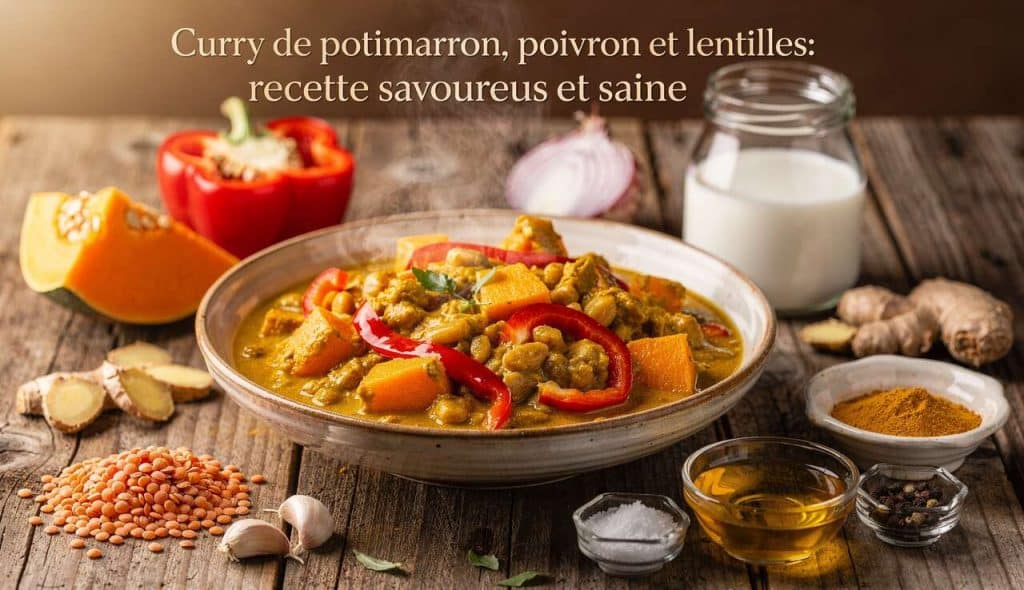 Curry de potimarron, poivron et lentilles : recette savoureuse et saine