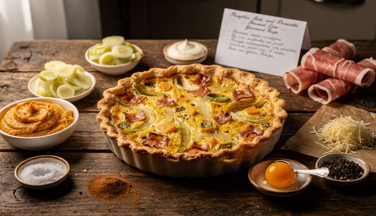 Quiche potiron, poireau et jambon cru : recette gourmande