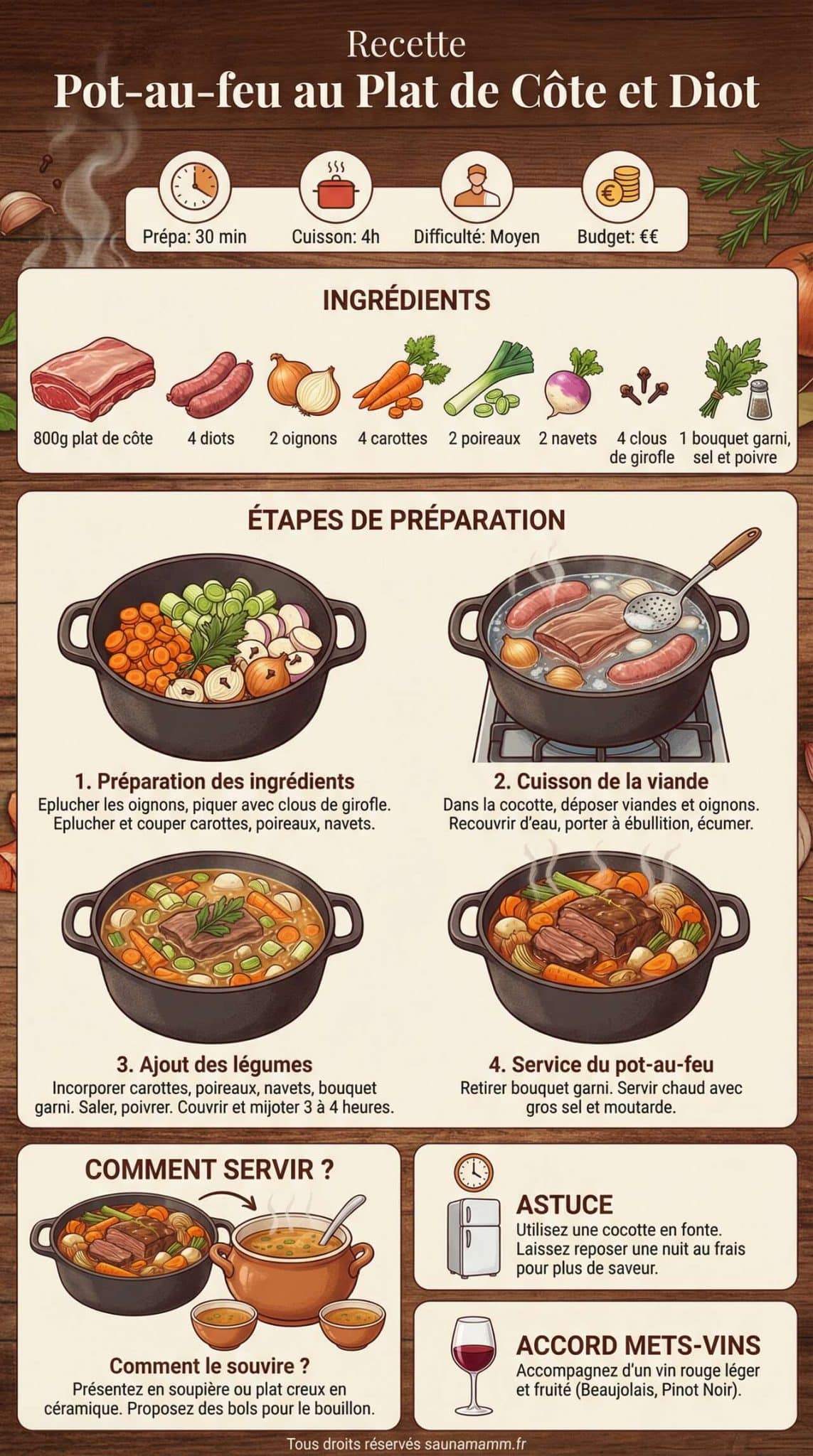 Fiche recette Recette Pot-au-feu au Plat de C&ocirc;te et Diot