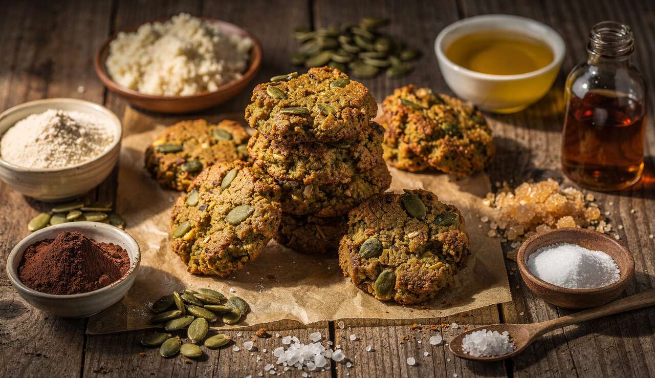 Biscuit à l'okara, amande et graines de courge : recette saine