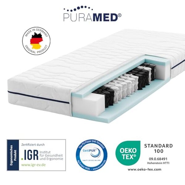 Explorez notre test complet du matelas PURAMED 80 x 200 cm : confort, soutien ergonomique et bien-être sur 7 zones pour un sommeil réparateur garanti