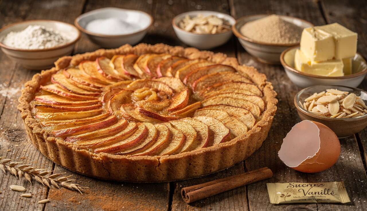 Tarte sablée aux pommes et amandes : recette gourmande et facile