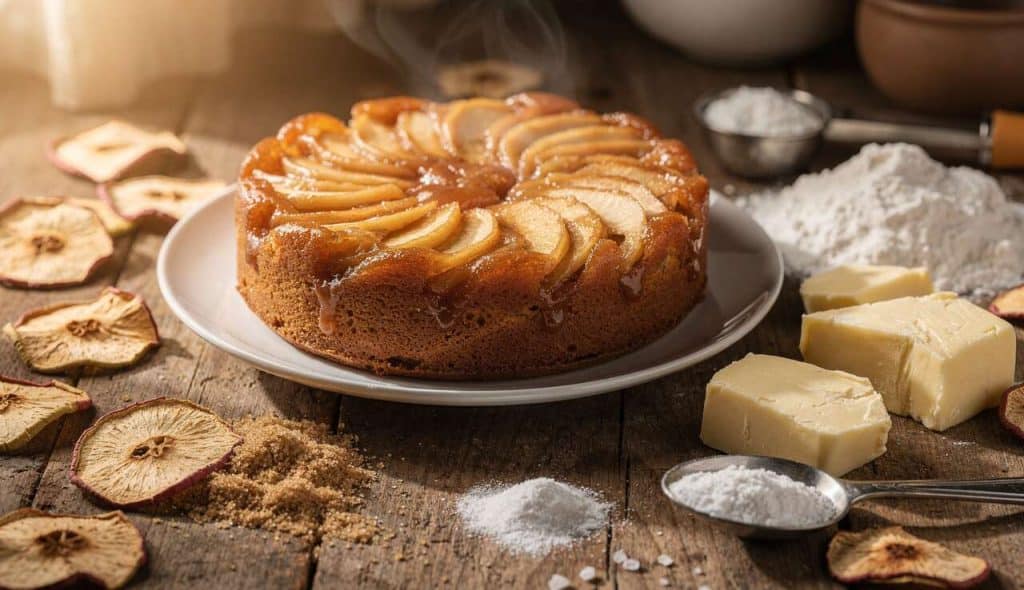 Gâteau aux pommes renversé moelleux
