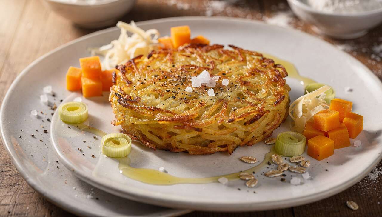 Rösti au poireau, courge et parmesan : recette savoureuse et saine