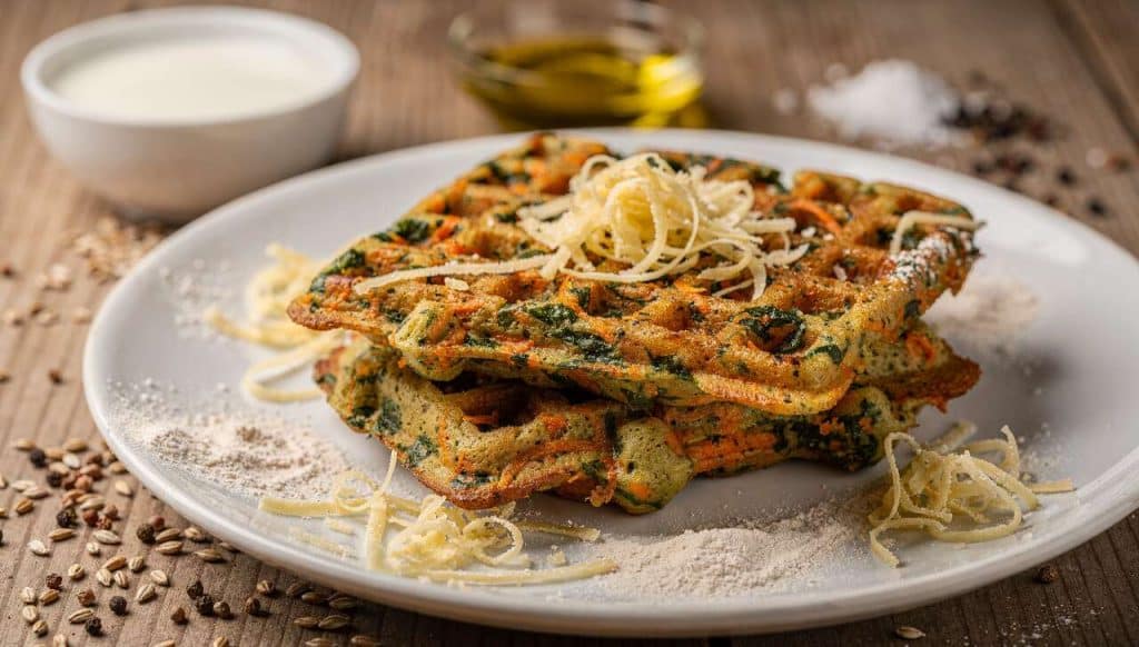 Gaufres salées aux épinards et carottes : recette originale et saine