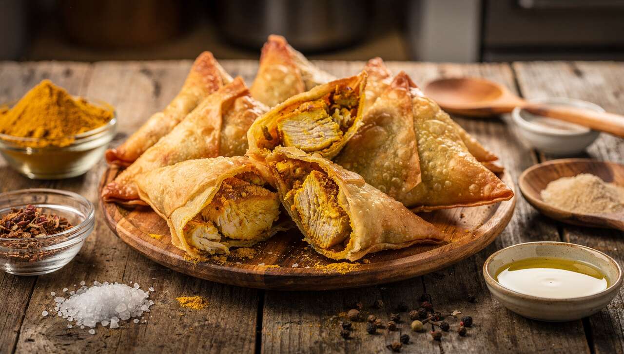Samoussas au poulet curry : recette facile et savoureuse