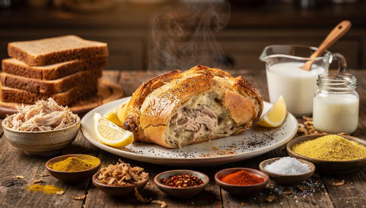 Pain farci au poulet coco au four : recette gourmande