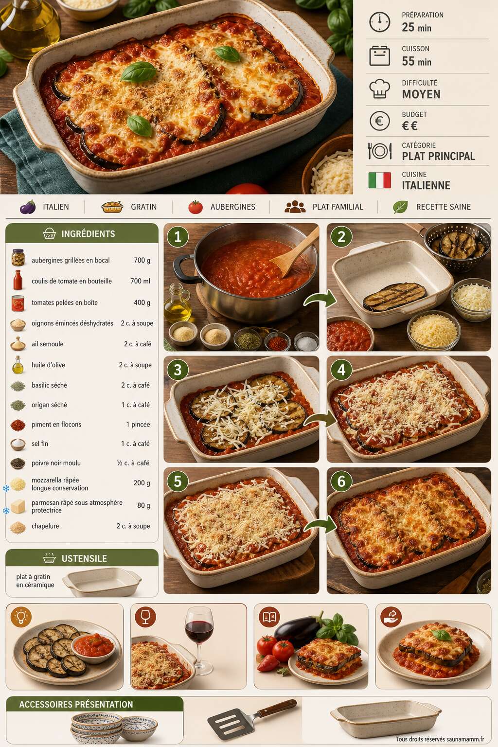 Fiche recette Aubergines alla parmigiana : recette savoureuse et saine Fiche recette Aubergines alla parmigiana : recette savoureuse et saine