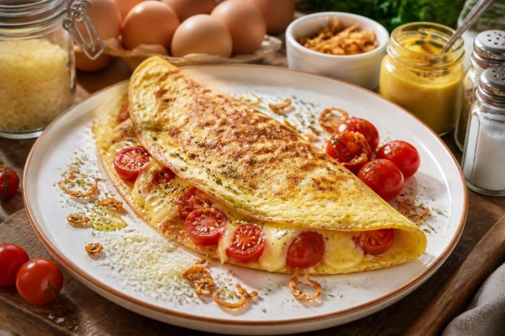 Omelette wrap au fromage et tomate cerise : recette facile et saine