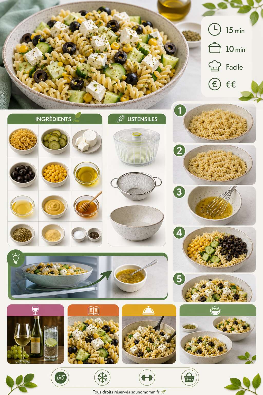 Fiche recette Salade de p&acirc;tes au ch&egrave;vre et concombre : recette fra&icirc;che et saine