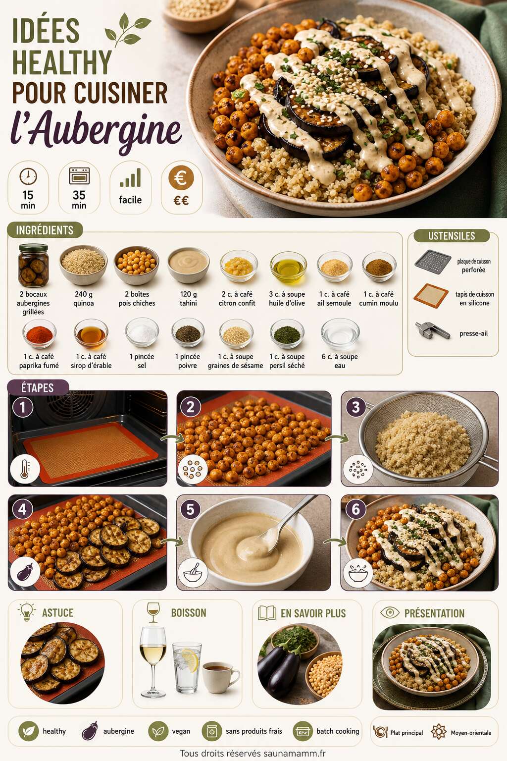 Fiche recette Idées Healthy pour Cuisiner l'Aubergine Fiche recette Idées Healthy pour Cuisiner l'Aubergine