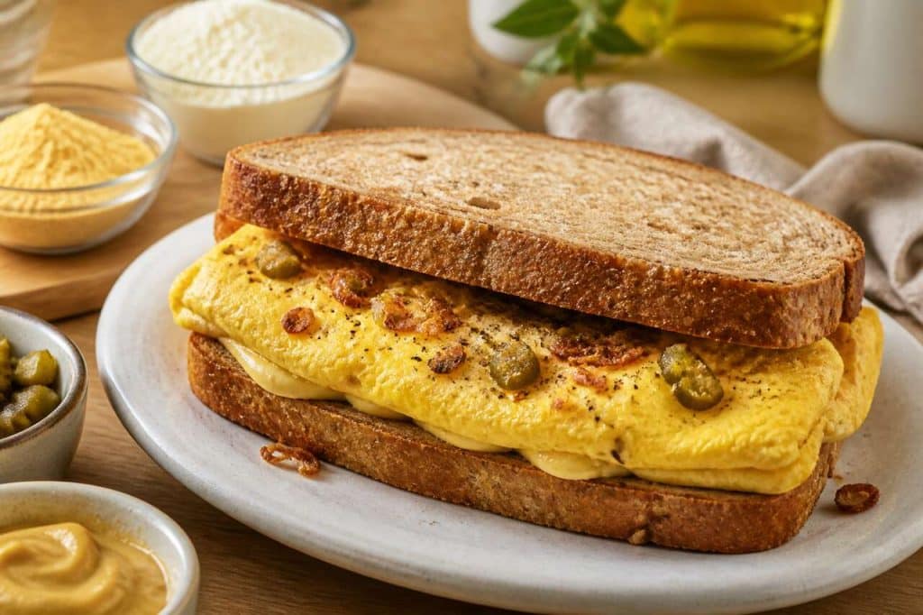 Sandwich omelette mayonnaise saine sans huile