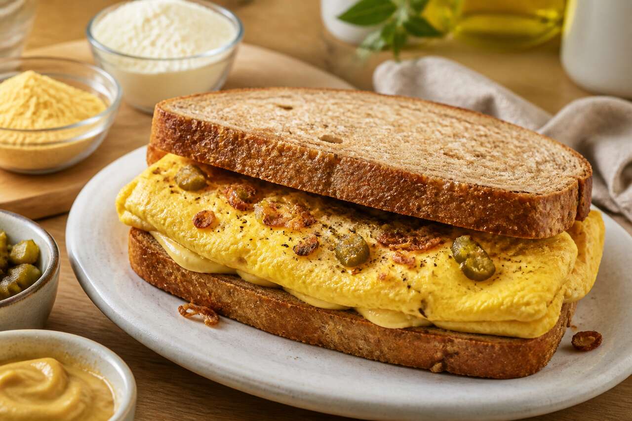 Sandwich omelette mayonnaise saine sans huile