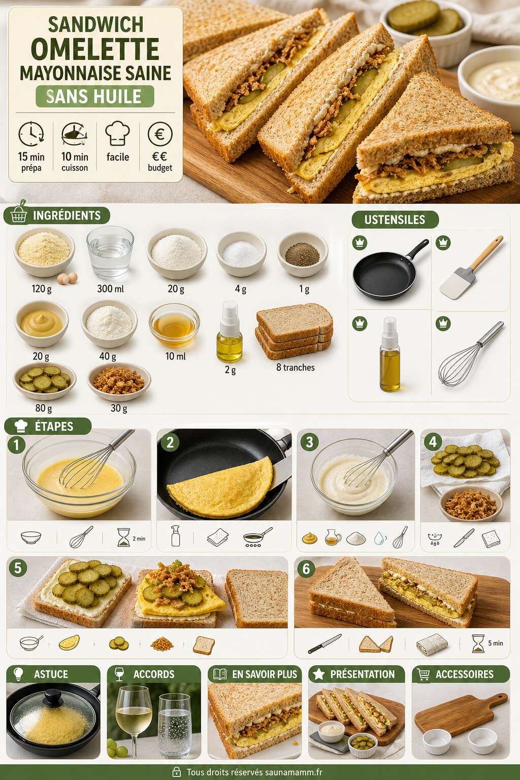 Fiche recette Sandwich omelette mayonnaise saine sans huile Fiche recette Sandwich omelette mayonnaise saine sans huile