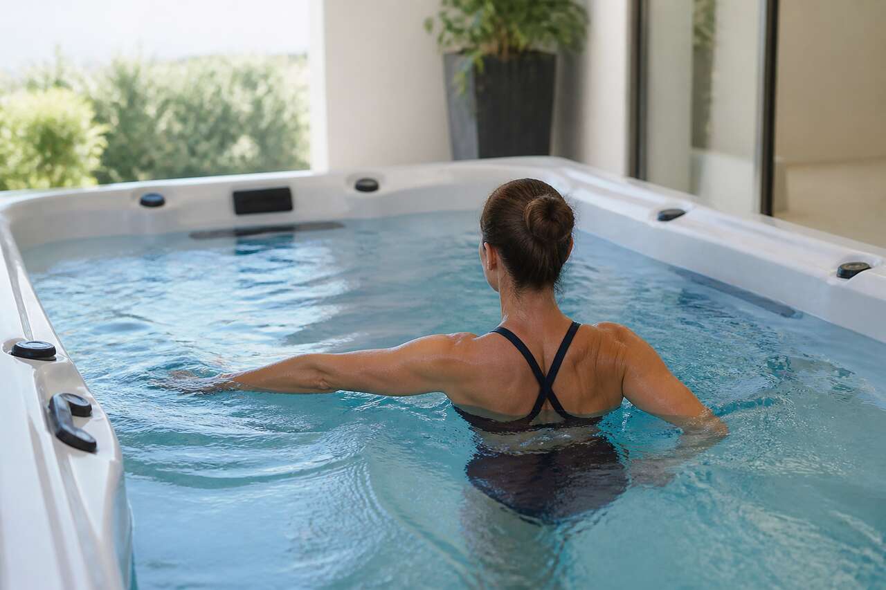 Exercices simples dans un spa de nage pour mobiliser et renforcer le dos