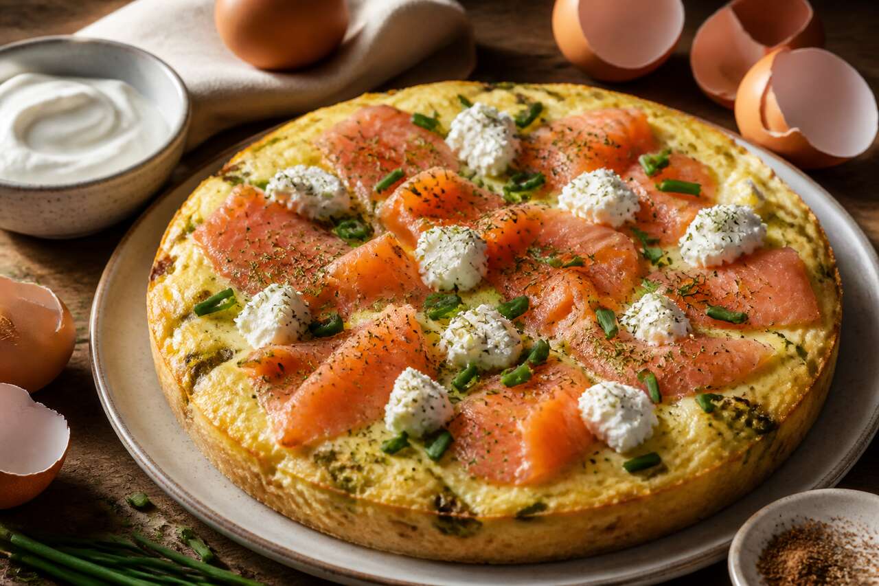 Quiche sans pâte : saumon et chèvre savoureux