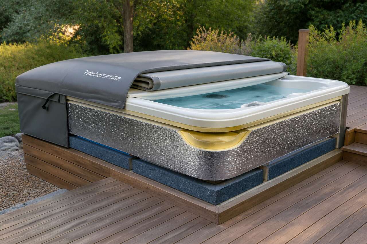 Que mettre sous un jacuzzi extérieur : protections, isolation et stabilité Que mettre sous un jacuzzi extérieur : protections, isolation et stabilité