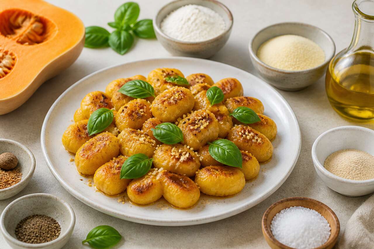 Gnocchis de courge au gomasio et basilic : recette saine