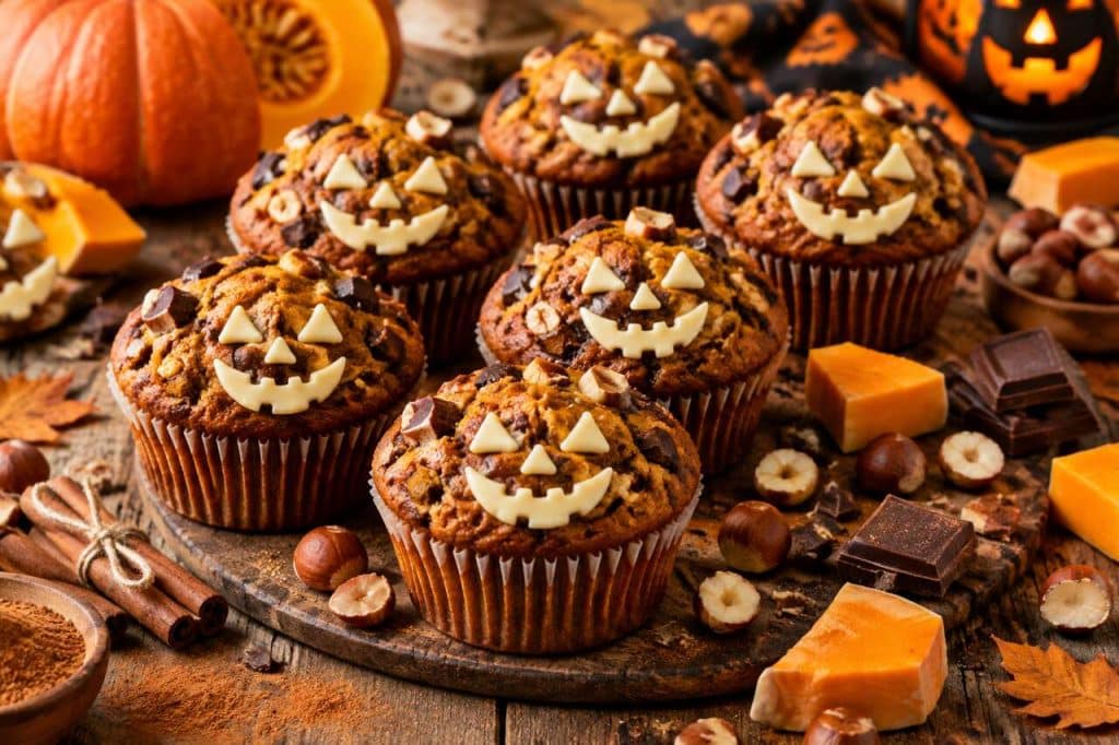 Muffins potiron chocolat noisette pour Halloween