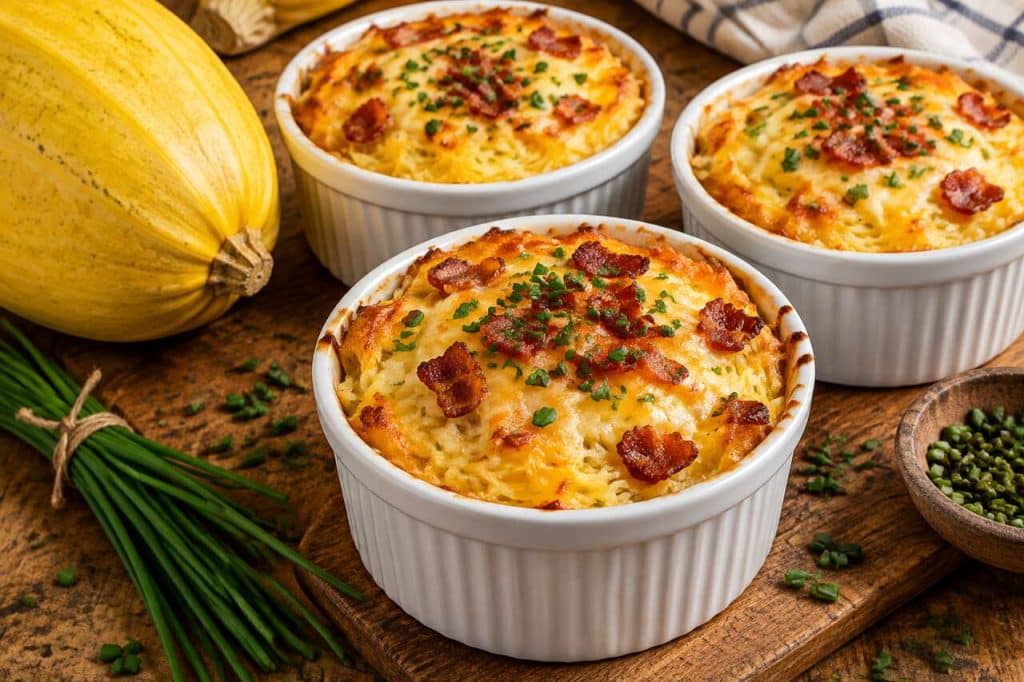 Oeuf cocotte gratiné à la courge spaghetti : recette gourmande et saine
