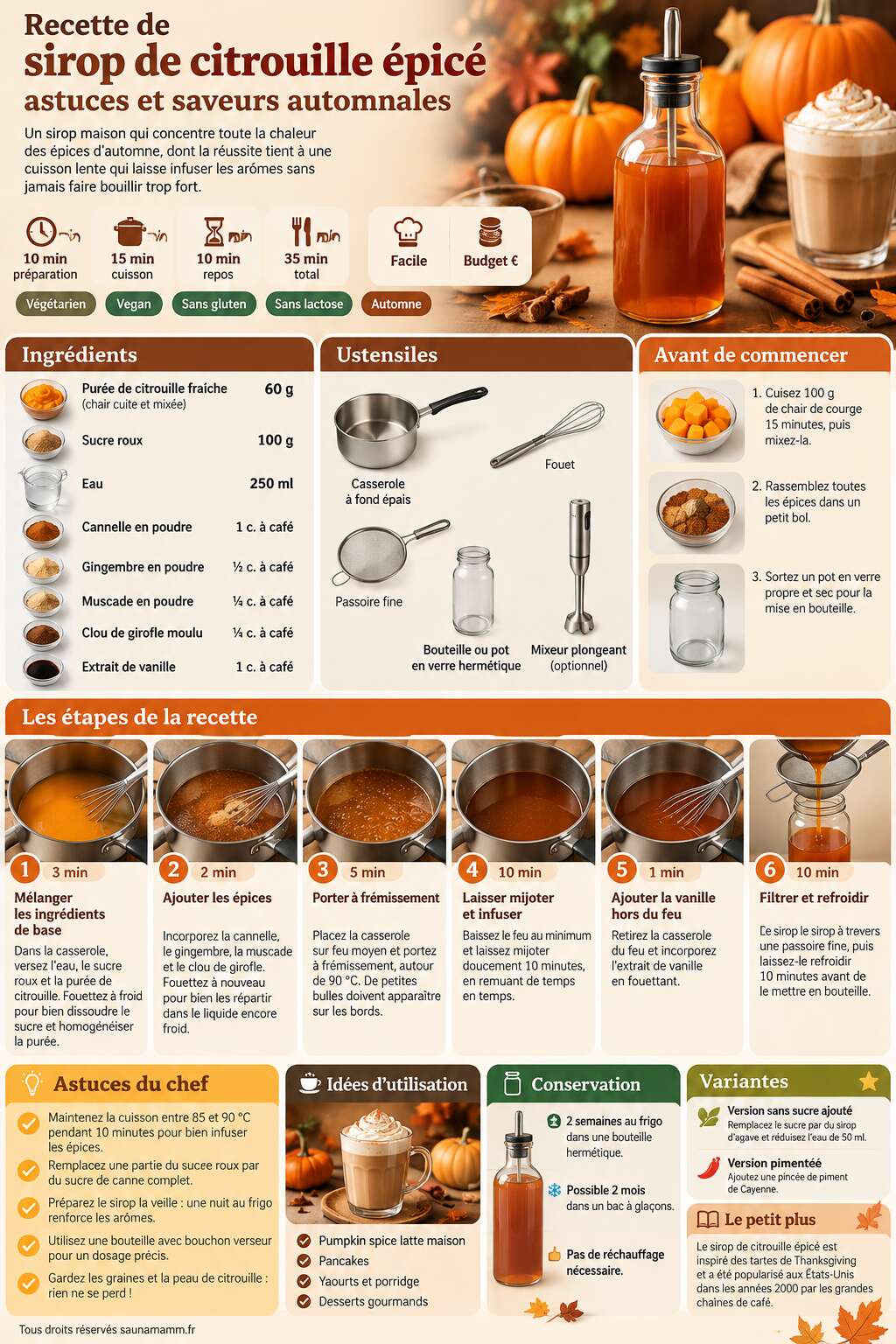 Fiche recette Recette de sirop de citrouille épicé : astuces et saveurs automnales Fiche recette Recette de sirop de citrouille épicé : astuces et saveurs automnales
