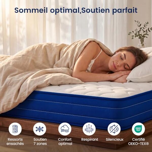 Découvrez notre avis complet sur le matelas Inmoko 7 zones 180x200 cm : qualité, confort et performance pour un sommeil réparateur et durable.